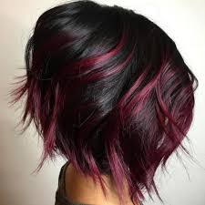 Jet black hair with red peekaboo | black hair balayage. 50 Black Cherry Hair Color Ideas For The Sweet Sour Hair Motive Hair Motive