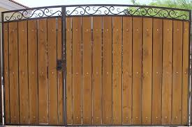 Metal gates with wood inserts. Iron Wood Gates Phoenix Sun King Fencing Gates