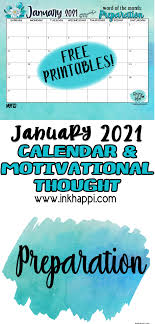 January 2021 Calendar and word of the month: Preparation - inkhappi