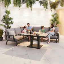 Nova Vogue Aluminium Corner Sofa Dining Set With Rising Table In 2020 Corner Sofa Dining Set Corner Sofa Set Dining Corner