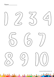 Coloring pages for numbers 1-10