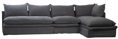 Sectional Sofa In Dark Grey With Double Pillow Seat Cushions English Country Home Sectional Sofa L Shaped Sofa Accent Sofa Pillows