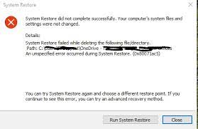 System Restore 0x80071ac5 Error Keeps Failing Due To Onedrive Files Microsoft Community