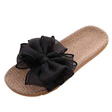 Women Bohemia Solid Color Bowknot Beach Slippers Sandals