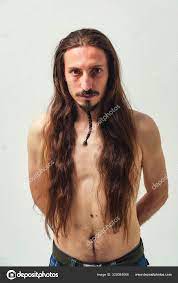 Man Long Hair Beard Naked Torso White Background Long Flowing Stock Photo  by ©Kinderkz 320384066