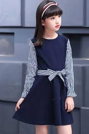 Ericdress Striped Bowknot Patchwork A Line Girl S Casual Dress Girls Dresses Casualdressesforgirls Girls Casual Dresses Long Sleeve Kids Dress Kids Outfits