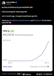 国外有个做AI虚拟女友的，刚晒了收入，$50万美元年收入。看了下 ...