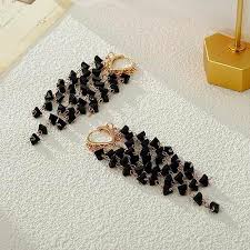 Winssigma Fringe Hoop Dangle Earrings, Long Beads Tassel Chain Earrings for  Women Sparkly Chandelier Earrings, Brass, No Gemstone: Buy Online at Best  Price in UAE