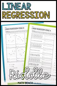 Linear Regression Riddle Activity Algebra Worksheets Teaching Algebra Linear Regression