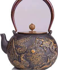 Amazon Com Ruika Japanese Tetsubin Cast Iron Teapot Dragon Phoenix Pattern Kettle 1400ml 48 Ounce Teapots Cast Iron Tea Pot Tea Pots Kettle