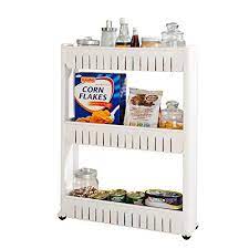 sobuy frg40 w etagere de niche a roulettes meuble de rangement cuisine salle de bain chariot placard alcove 3 etag furniture storage spaces kitchen furniture