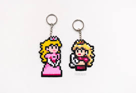 Princess Peach Keychain Pixel Art Gamer Hama Nintendo Videogame Wedding Pixel Super Mario In 2020 Pixel Art Games Pixel Art Game Art