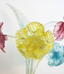 Murano long stem glass flowers. Murano Art Glass Bouquet Of Flowers With Long Stems Early 20th Century At 1stdibs