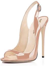 Amazon Com Modemoven Women S Beige Patent Leather Pumps Peep Toe Heels Slingback Sandals Evening Shoes Cute Stiletto Heels Evening Shoes Slingback Sandal
