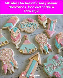 50 Ideas For Beautiful Baby Shower Decorations Food And Drinks In Boho Style In 2020 Baby Shower Cookies Tribal Baby Shower Beautiful Baby Shower