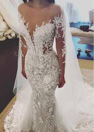 Lilybridalshop Exquisite Tulle Jewel Neckline Mermaid Wedding Dresses With Bea Long Sleeve Mermaid Wedding Dress Wedding Dress Long Sleeve Wedding Dresses Lace