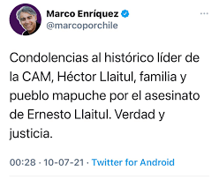 Se determinó que la detención de llaitul no se ajustó a derecho, por lo que las el juzgado de garantía de los ángeles absolvió a ernesto llaitul, hijo del líder de la coordinadora arauco malleco. L1aoez L93h2lm