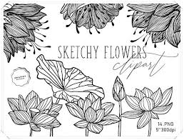 Black And White Lily Clipart Flowers Clipart Black And White Flowers Clip Art Sketchy Etsy Black And White Flowers Black And White Drawing Lilies Drawing