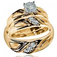 His Her Wedding Rings Set 10k Yellow Gold Round Solitaire Engagement Mens And Womens 0 35ct Wedding Rings Sets Gold Rings Wedding Rings