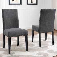 Roundhill Furniture Biony Nailhead Trim Upholstered Dining Chair Set Of 2 Fabric Dining Chairs Dining Chair Set Dining Chairs