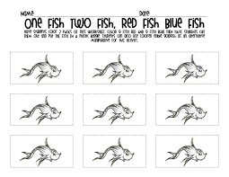 Seuss {1 fish, 2 fish, red fish, blue fish} learning games. Can Use For Cubby Tags Or Checking In One Fish Two Fish Red Fish Blue Fish Red Fish