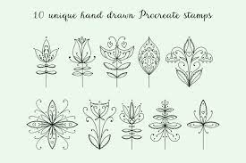 This modern design will bring a splash of summer all year round and is the perfect place to practise 5 common. Modern Folk Art Flowers Procreate Stamp Brushes By Auramarina Thehungryjpeg Com