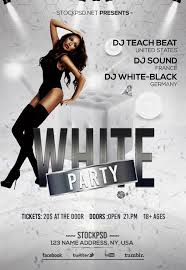 All white party flyer template psd would be just the perfect choice for your next party. Elegant White Party Flyer Template For House And Electro Parties