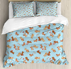 Dog beds & blankets : Dog Duvet Cover Set Checkered Square Pattern Background Playful Puppies Paw Print Golden Retriever Breed Decorative Bedding Set With Pillow Shams Multicolor By Ambesonne Walmart Com Walmart Com