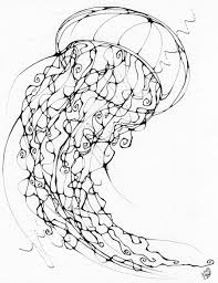 Inkblot Jellyfish Jellyfish Drawing Fish Coloring Page Jellyfish Painting