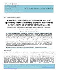 This sortable table gives the rank (out of 641) for the top institutions according to scale, which is based on the size of their gross loan portfolio; Pdf Borrowers Characteristics Credit Terms And Loan Repayment Performance Among Clients Of Microfinance Institutions Mfis Evidence From Rural Uganda