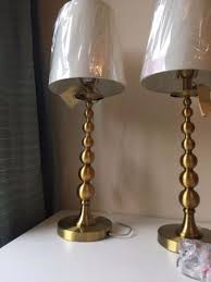 2 Ralph Lauren Gold Brass Tone Stacked Ball Candlestick Table Lamps Candlestick Table Table Lamp Lamp