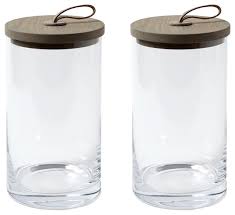 Check out our modern kitchen canister selection for the very best in unique or custom, handmade pieces from our jars & containers shops. Classic Clear Glass Canister Set Of 2 Oak Wood Lids 10 Contemporary Jar Retro Contemporary Kitchen Canisters And Jars By My Swanky Home Houzz