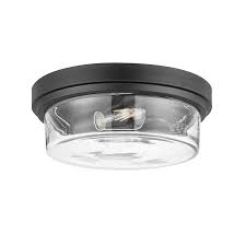Allen Roth Cedar Bluff 13 In Matte Black Farmhouse Flush Mount Light In The Flush Mount Lighting Department At Lowes Com
