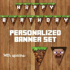 Save on kids clothing, shoes & more. Diy Printable Personalized Minecraft Birthday Party Bunting Banner You Print Minecraft Birthday Minecraft Birthday Party Minecraft Party