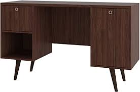 Some prefer a minimalist look in the office, so that they can enjoy a blank slate from which to work and be creative. Amazon Com Manhattan Comfort Edgar Mid Century Modern Home Office Desk Dark Brown Furniture Decor