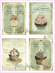 Shabby Chic Vintage Flower Cupcakes Patisserie 4 Prints On Fabric Fb 255 Handmade Printing On Fabric Vintage Tea Time Decoupage Vintage