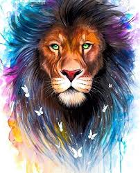 Gorgeous Butterfly Lion Credit Pixie Cold Justartspiration Butterfly Lion Watercolor Lion Lion Painting Colorful Lion