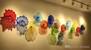 2021 Hand Made Blown Glass Wall Art Plate Modern Blue Teal Color Murano Glass Abstract Wall Art Hanging Plates Wall Lamps Customized Color Size From Girbanart Blown Glass Wall Art Glass