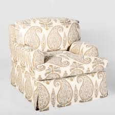 paisley linen slip cover upholstered club chair auction house website club chairs chair fabric slipcovers