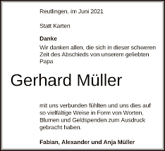 Sun 15 aug 2021 13.02 bst. Traueranzeigen Von Gerhard Muller Trauer Gea De