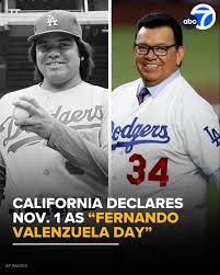 The state of California has declared Nov. 1 as "Fernando Valenzuela Day."  💙 That's the birthday of the late Dodgers pitching sensation. California  State Assemblymember Sharon Quirk-Silva introduced the measure to highlight