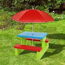 Kids Childrens Picnic Bench Table Outdoor Garden Furniture With Parasol 5054667320242 Ebay