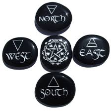 Pocket Altar Elements Set Pentacle Silver Engraved North South Eat West Stones Pagan Witchcraft Witch Wicca Altar Semboller Taslar