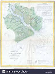 english a rare hand colored 1853 costal chart of south