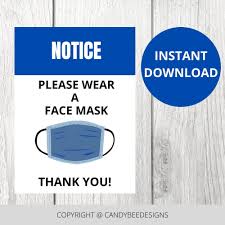Printable Wear A Face Mask Sign For Offices And Businesses Etsy In 2020 Printable Signs Free Printable Signs Face Mask
