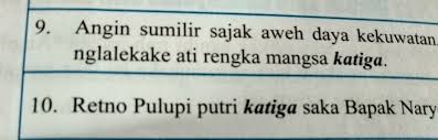 Isine piwulang marang para mudha supaya ngucap lan tumindak becik tembung wedhatama ditegesi ilmu kang utama, sengaja kaanggit wujud tembang, amrih gampang diapalake. Tembung Temvung Homonim Kan Kacithak Kandel Saka Wacan Ing Ngisor Iki Golekno Tegese Brainly Co Id