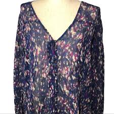 Maybe you would like to learn more about one of these? Theory Blue L Joie Silk Navy Floral Print Blouse Size 12 L Tradesy