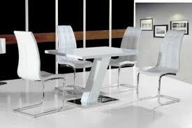 White kitchen table and four white chairs table dimensions (wxdxh): Livorno White High Gloss Dining Table 4 White Chairs