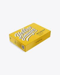 Glossy Carton Box With Handle Mockup Half Side View High Angle Shot In Box Mockups On Yellow Images Object Mockups Mockup Free Psd Free Psd Mockups Templates Bottle Mockup
