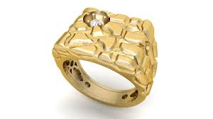 Mens 14k gold diamond nugget rings. 3d Print Model Gents Diamond Nugget Ring 05 Cgtrader